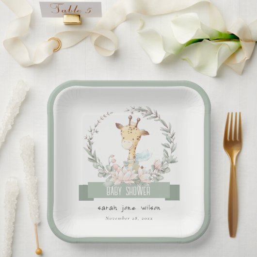 Niedlich Soft Safari Giraffe Blumengarnitur Kinder Pappteller (Hochzeit)