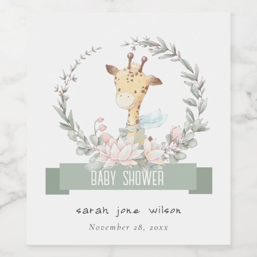 Niedlich Soft Safari Giraffe Blumengarnitur Kinder Weinetikett (Einzelnes Label)