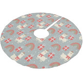 Niedlich/sonnige Weihnachtsfeiertage Polyester-Tre Polyester Weihnachtsbaumdecke (Schrägansicht)