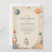 Niedlich Space Adventure Baby Dusche Einladung (Vorderseite)