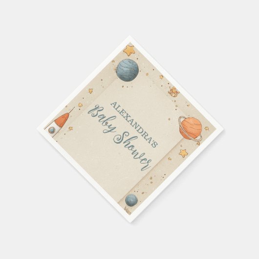 Niedlich Space Adventure Baby Dusche Serviette (Ecke)