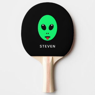 Niedlich Space Alien Cartoon Black Green Personali Tischtennis Schläger