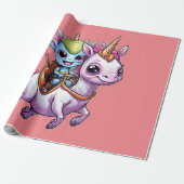Niedlich Space Alien reitet unicorn lustiges UFO Geschenkpapier (Ungerollt)