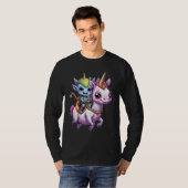 Niedlich Space Alien reitet unicorn lustiges UFO T-Shirt (Vorne ganz)