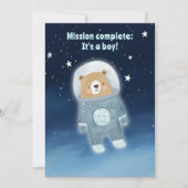 Niedlich Space Bear Baby Dusche ist ein Junge Astr Einladung (Vorderseite)