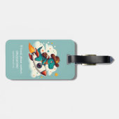 Niedlich Space Cowboy Dinosaurier Riding Rocket Gepäckanhänger (Rückseite horizontal)