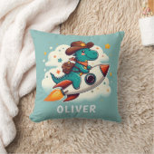 Niedlich Space Cowboy Dinosaurier Riding Rocket Kissen (Decke)