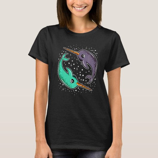 Niedlich Space Narwhals Narwhal Outerspace T-Shirt (Vorderseite)