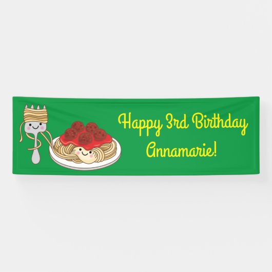 Niedlich Spaghetti Kindergeburtstag Party Kawaii Banner (Horizontal)
