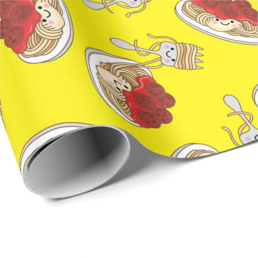 Niedlich Spaghetti Kindergeburtstag Party Kawaii Geschenkpapier (Rolleneckpunkt)
