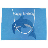 Niedlich Sparkle Blue White Jumping Dolphin Geburt Große Geschenktüte (Rückseite)