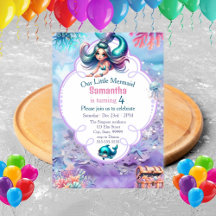 Niedlich Sparkle Mermaid Birthday Einladung