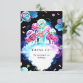 Niedlich Sparkling Candyland Geburtstag Dankeskarte (Stehend Vorderseite)