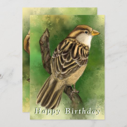Niedlich Sparrow Birthday Gard (Vorne/Hinten)
