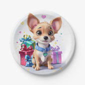 Niedlich Spaß Girly Chihuahua und Geschenke Geburt Pappteller (Vorderseite)