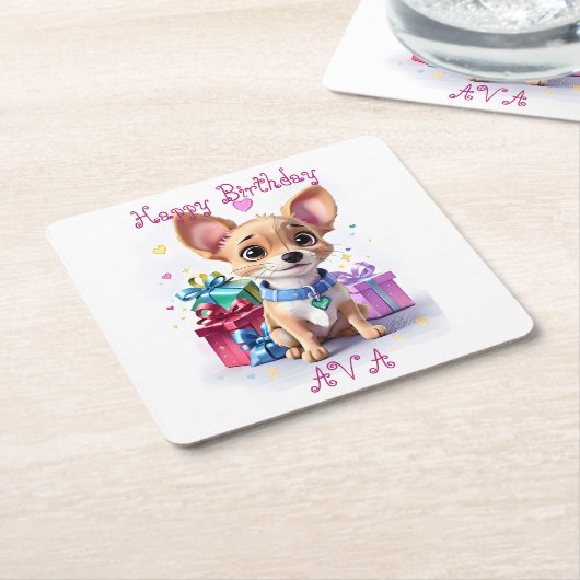 Niedlich Spaß Girly Chihuahua und Geschenke Geburt Rechteckiger Pappuntersetzer (angewinkelt)
