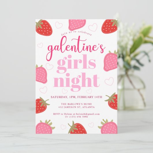 Niedlich Spaß Girly Galentine's Day Party Einladung (Stehend Vorderseite)