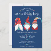 Niedlich Spaß Gnome Moderne Weihnachtsfeier Blau Einladung (Vorderseite)