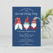 Niedlich Spaß Gnome Moderne Weihnachtsfeier Blau Einladung (Stehend Vorderseite)