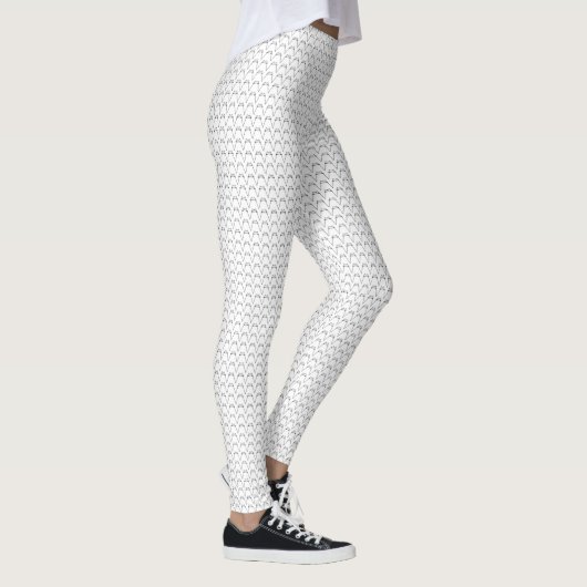 Niedlich Spaß Katze Zickzack Muster Schwarz-weiß Leggings (Rechts)