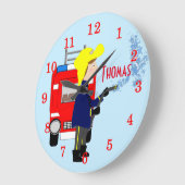 Niedlich Spaß Kinder Cartoon Feuerwehrschiff Gethe Große Wanduhr (Winkel)
