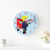 Niedlich Spaß Kinder Cartoon Feuerwehrschiff Gethe Große Wanduhr (Zuhause)