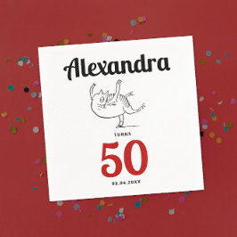 Niedlich Spaß Spaß Katze tanzen Schwarz-Weiß-Skizz Serviette