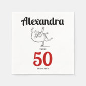 Niedlich Spaß Spaß Katze tanzen Schwarz-Weiß-Skizz Serviette (Vorderseite)