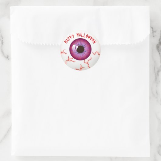 Niedlich Spaß Spooky Bloodshot Eyeball Happy Hallo Runder Aufkleber (Tasche)