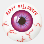 Niedlich Spaß Spooky Bloodshot Eyeball Happy Hallo Runder Aufkleber (Vorderseite)