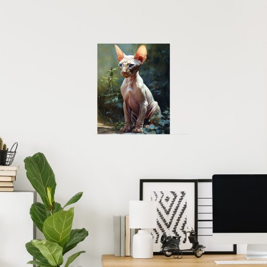 Niedlich Sphynx Cat Art Print Poster (Heimbüro)