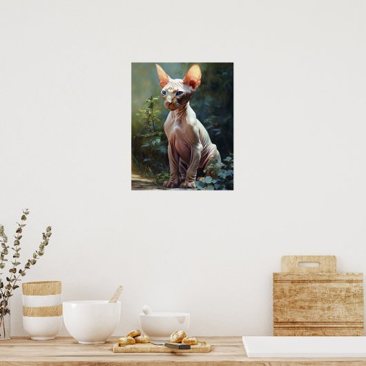 Niedlich Sphynx Cat Art Print Poster (Küche)