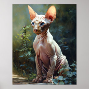 Niedlich Sphynx Cat Art Print Poster