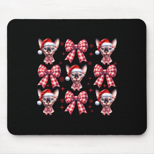 Niedlich Sphynx Cat Red Kariert Coquette Bow Chris Mousepad (Vorne)