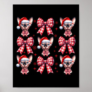 Niedlich Sphynx Cat Red Kariert Coquette Bow Chris Poster