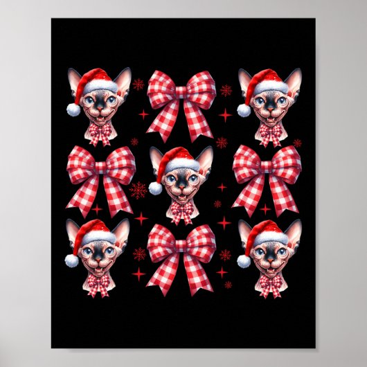 Niedlich Sphynx Cat Red Kariert Coquette Bow Chris Poster (Vorne)