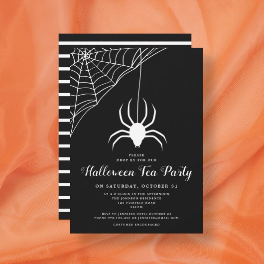 Niedlich Spider Black & White Halloween Tee Party Einladung