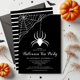 Niedlich Spider Black & White Halloween Tee Party Einladung