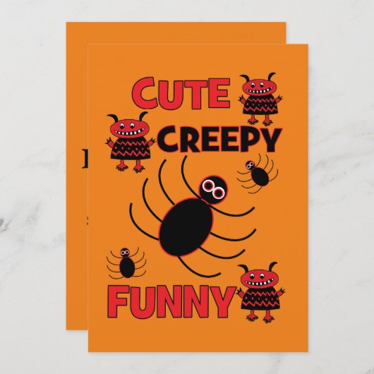 Niedlich Spider Funny Creepy Halloween-Party Holid Einladung (Vorne/Hinten)