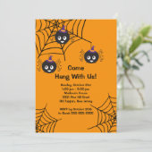 Niedlich Spiders Halloween-Party Einladung (Stehend Vorderseite)