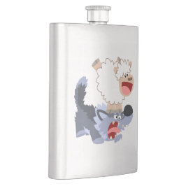 Niedlich spielend Cartoon Sheep and Wolf Classic F Flachmann