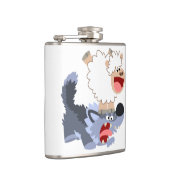 Niedlich spielend Cartoon Sheep and Wolf Hip Flask Flachmann (Rechts)