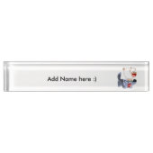 Niedlich spielend Cartoon Sheep and Wolf Name Plat Namensplakette (Vorderseite)