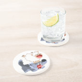 Niedlich spielend Cartoon Sheep and Wolf Untersetz Getränkeuntersetzer (Seite)