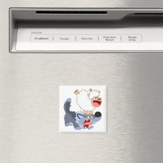 Niedlich spielend Cartoon Sheep und Wolf Magnet (In Situ (Geschirrspüler))