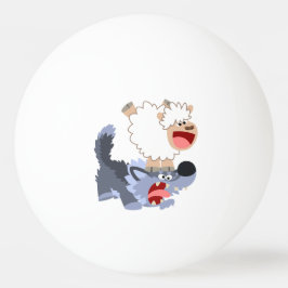 Niedlich spielend Cartoon Sheep und Wolf Ping Pong Tischtennisball