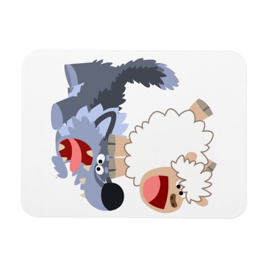 Niedlich spielend Cartoon Sheep & Wolf Flexible Ma Magnet (Horizontal)