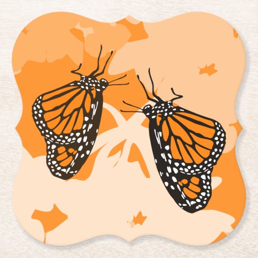 Niedlich spielend Orange Monarch Butterfliegen Untersetzer (Vorderseite)