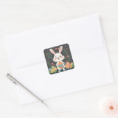 Niedlich spielend Ostern Bunny Eggs Square Sticker (Umschlag)