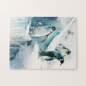 Niedlich spielender Aquarellpinguin Puzzle (Horizontal)